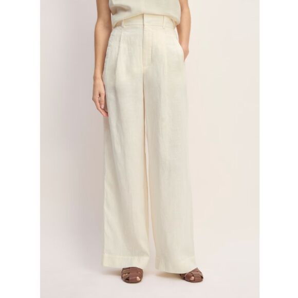 Everlane The Linen Way High Drape Pants Women’s Size 0 Bone Lightweight Casual - Picture 1 of 7